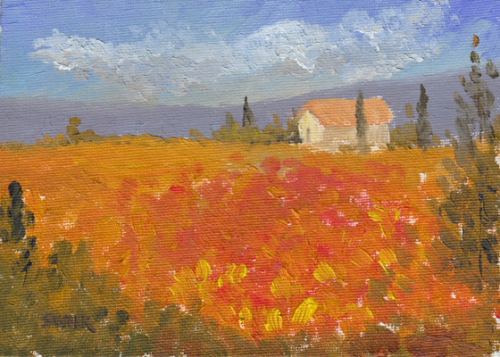 Tuscany Flowers, Oil Painting